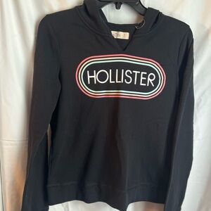 Hollister Black Hoodie with Multicolor Logo